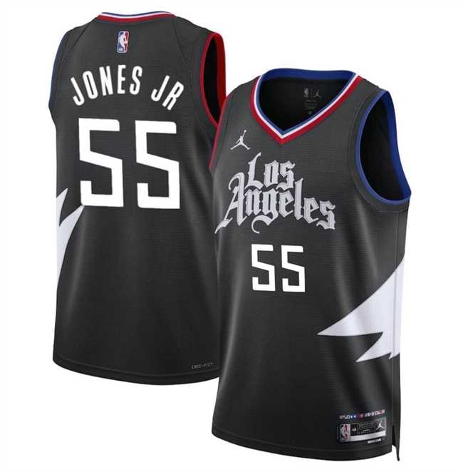 Men%27s Los Angeles Clippers #55 Derrick Jones Jr Black Statement Edition Stitched Jersey Dzhi->golden state warriors->NBA Jersey